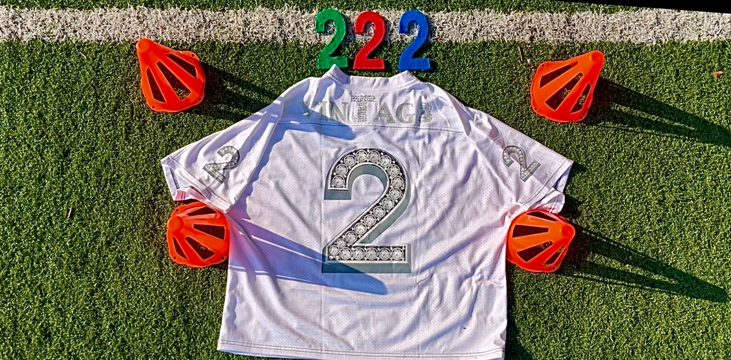 "So Icy" 222 Cropped Football Jersey In White